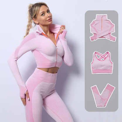 Caroline – Three-Piece Stretch Yoga Fitness Suit