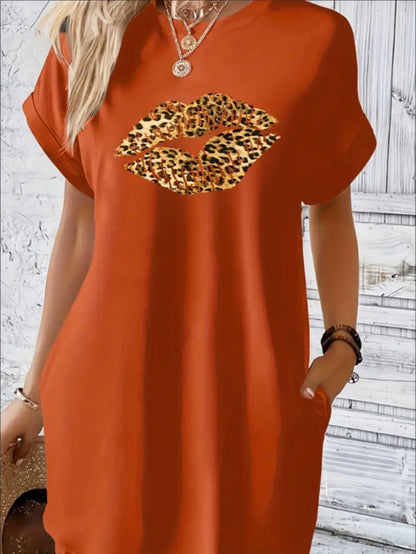 Nicole – Geometric Leopard Print Tunic Dress