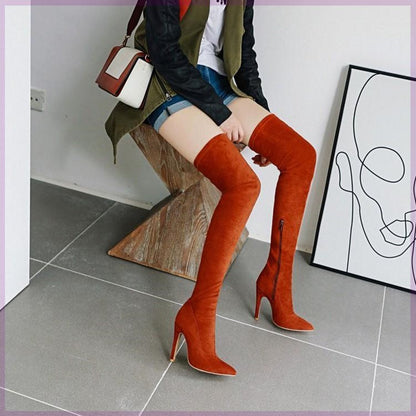 Marie – Stretch Over-the-Knee Women's Boots in Red