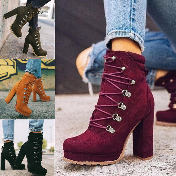 Jessica – Fashionable Ankle Boots with Round Toe and Laces