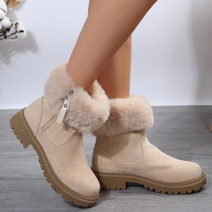 Lauren – Warm Plush Boots for Women with Side Zipper