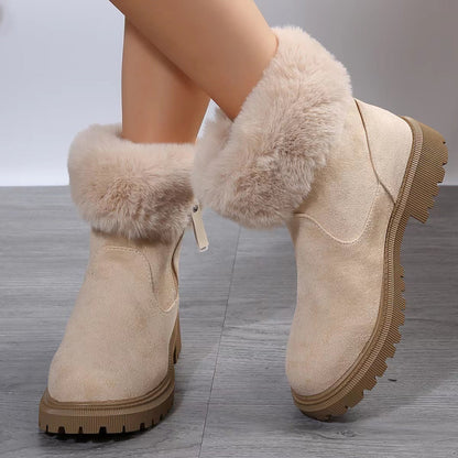 Lauren – Warm Plush Boots for Women with Side Zipper