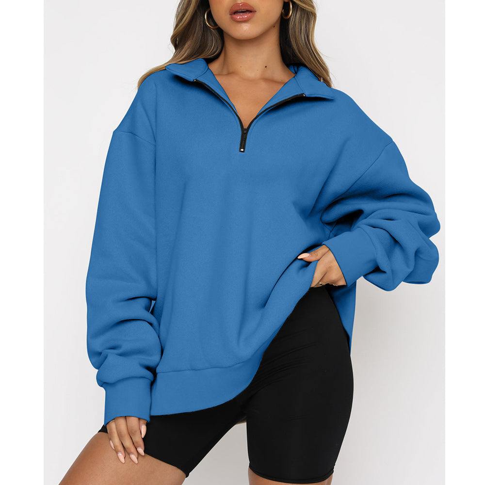 Phoebe – Casual Zip Sweatshirt with Turndown Collar