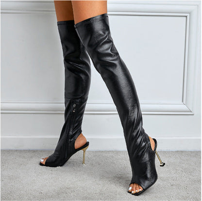 Victoria – Fashionable Boots with Square Toe and Side Zipper