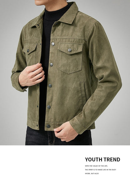 Ricky – British Men's Jacket in Brushed Vegan Suede