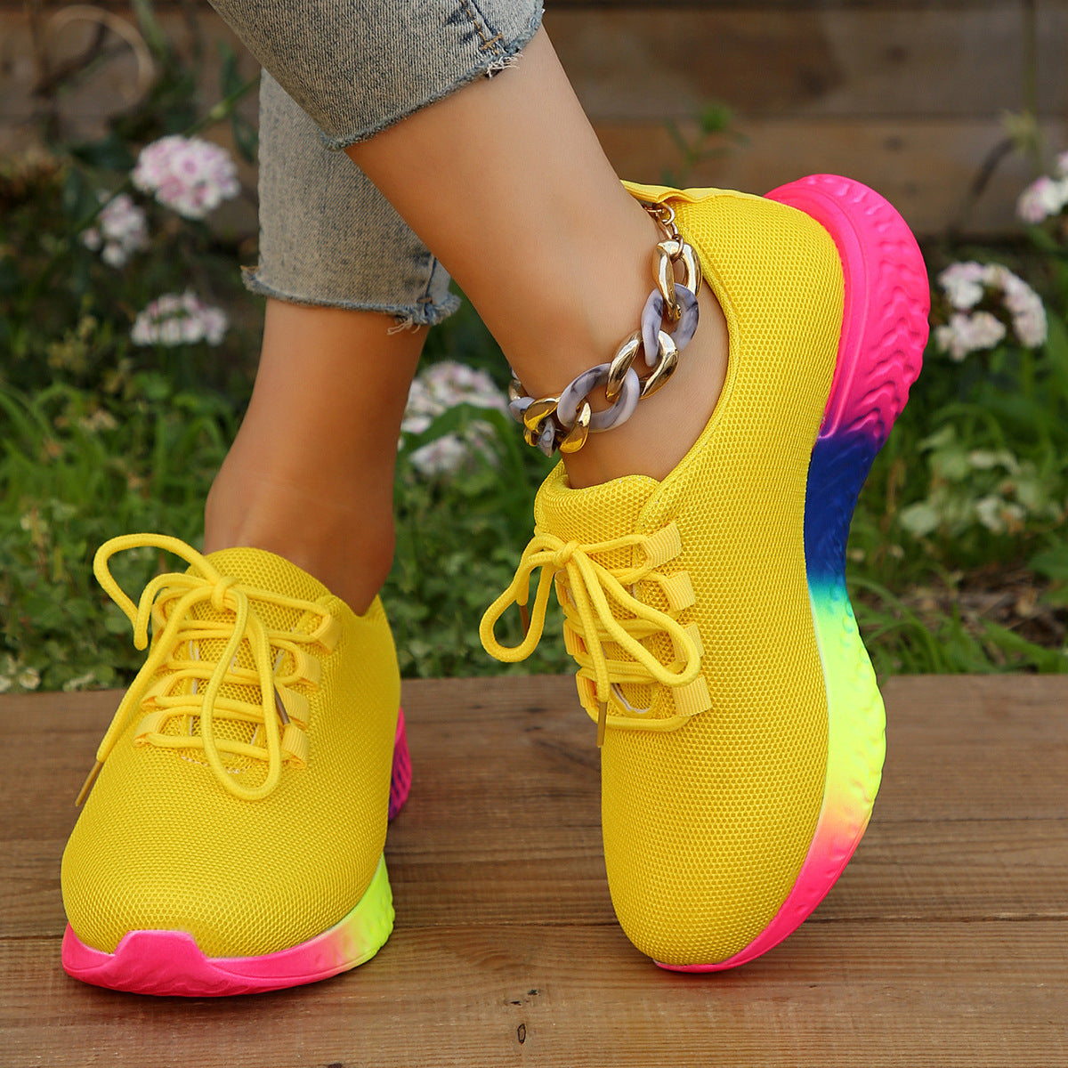 Rachael – Stylish Women's Sneakers with Rainbow Sole