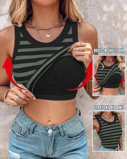 Tanya – Sleek Striped Tank Top with Bralette