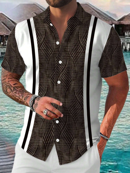 Dennis – Casual Geometric Short Sleeve Shirt for Men