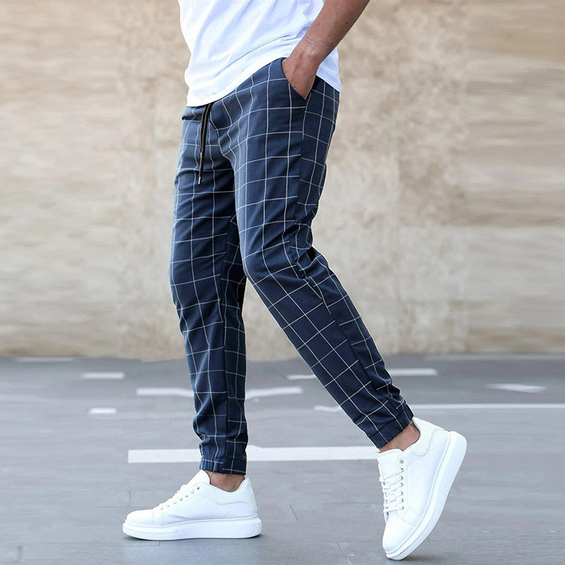 Terry – Relaxed Plaid Men's Trousers with Drawstring