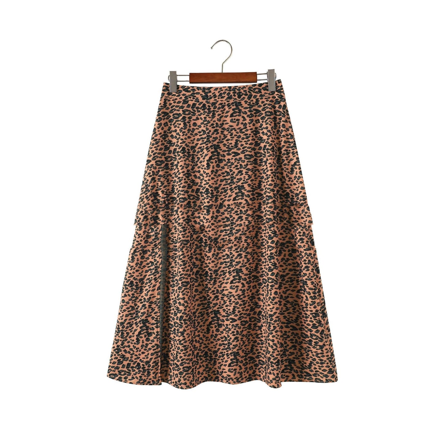 Sara – Long A-Line Skirt with Leopard Print