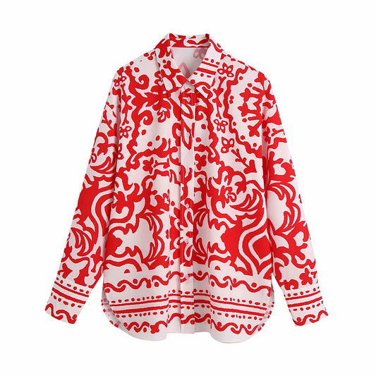 Sue – Printed Women's Blouse in Summer Style