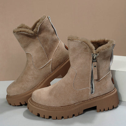 Karen – Thick Plush Snow Boots in Premium Vegan Suede with Non-Slip Sole