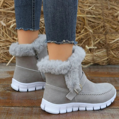 Catherine – Thick Winter Boots with Buckle Design