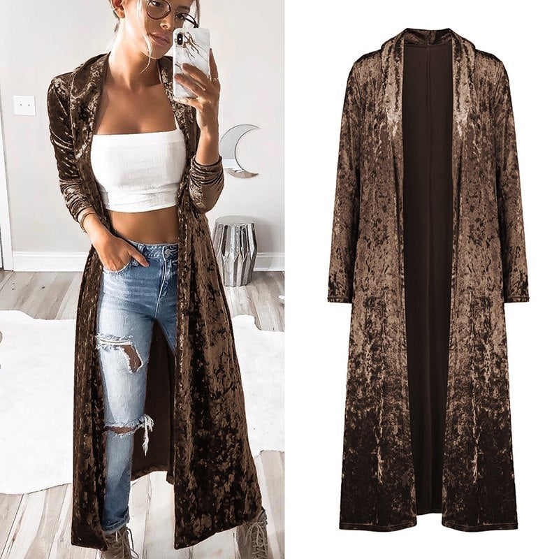 Shannon – Long Women's Velvet Coat for Autumn