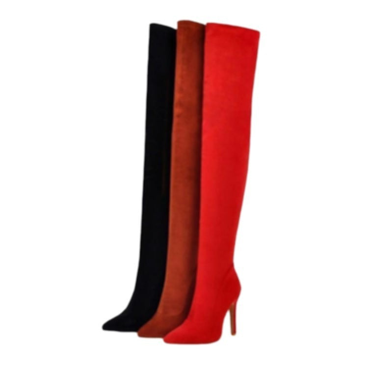 Marie – Stretch Over-the-Knee Women's Boots in Red