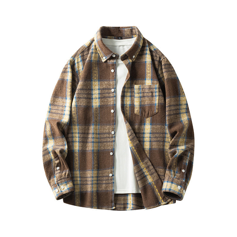 Leonard – Long-Sleeve Men's Flannel Shirt with Check Pattern