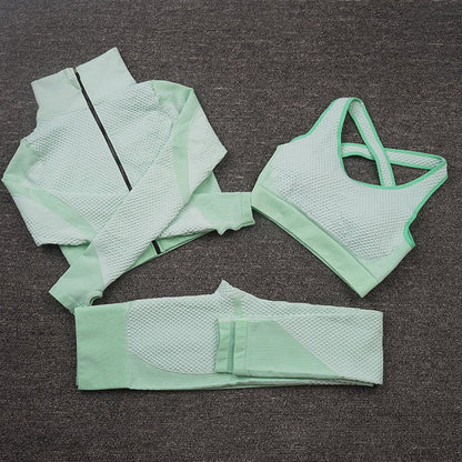 Caroline – Three-Piece Stretch Yoga Fitness Suit