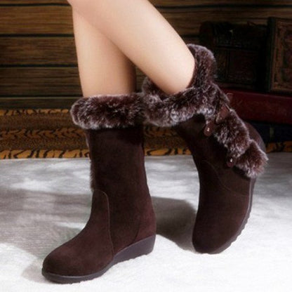 Adele – Mid-Height Women's Boots with Faux Fur for Winter