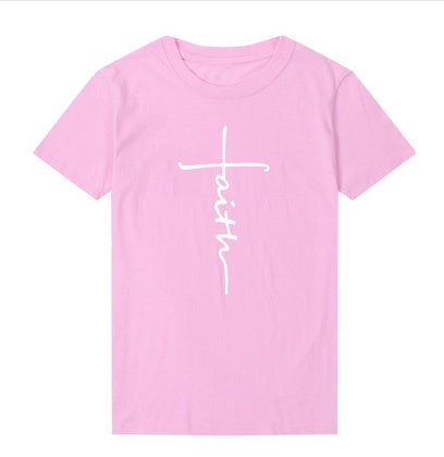 Linda – Women's Cotton T-Shirt with Cross Motif