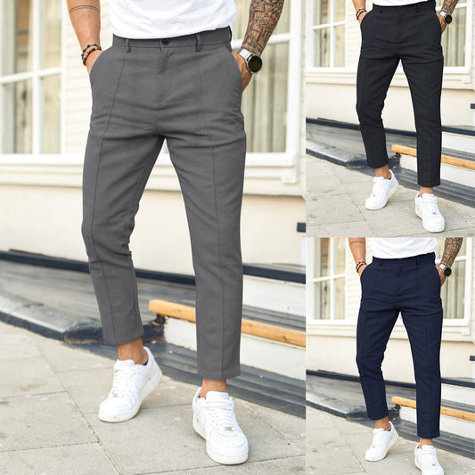 Jason – Comfortable Men's Suit Pants with Double Pleat in Solid Colors