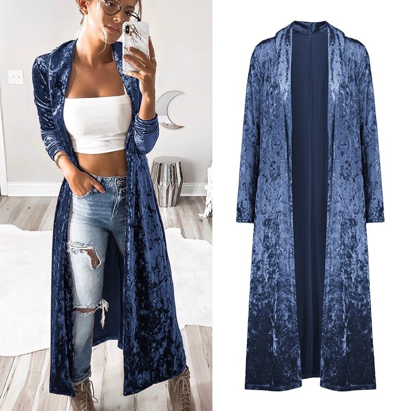 Shannon – Long Women's Velvet Coat for Autumn