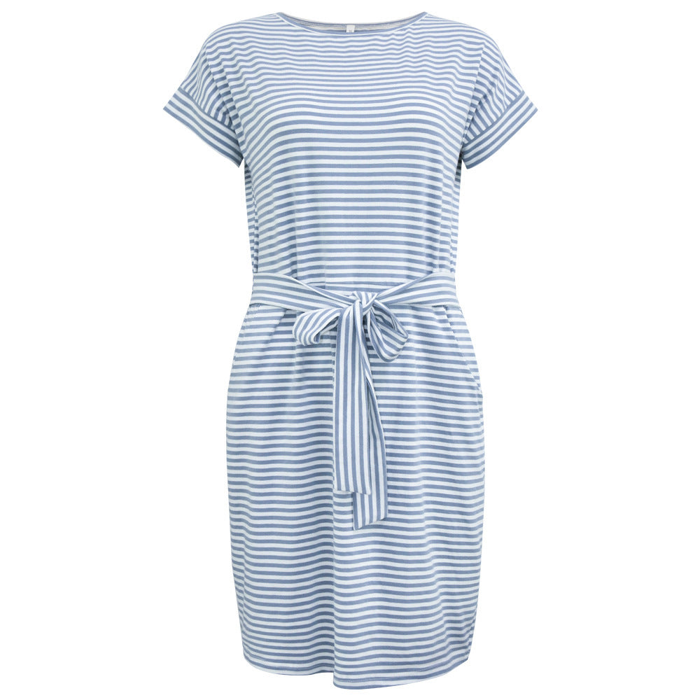 Sarah – Striped Women's Dress with Round Neckline