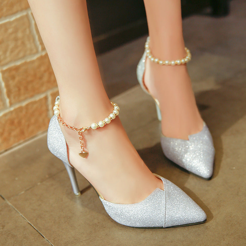 Nicole – Elegant Pumps with Pearl and Glitter Decoration