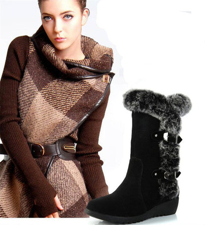 Adele – Mid-Height Women's Boots with Faux Fur for Winter