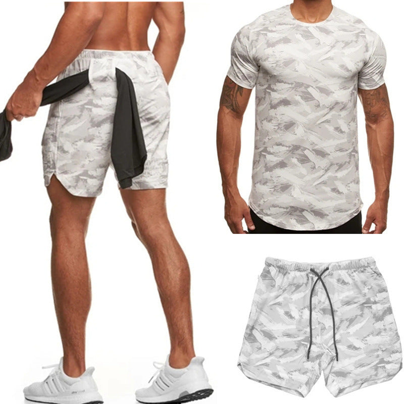 Ken – Two-Piece Men's Short-Sleeve Fitness Camouflage Sport Set