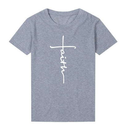 Linda – Women's Cotton T-Shirt with Cross Motif