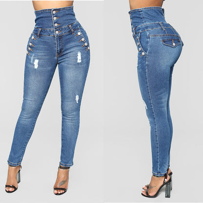 Tara – High-Waist Skinny Jeans with Embroidery