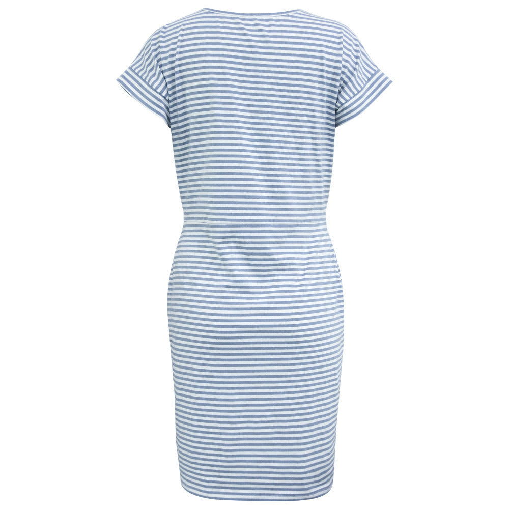 Sarah – Striped Women's Dress with Round Neckline