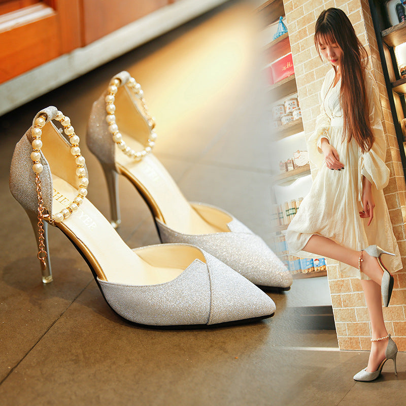 Nicole – Elegant Pumps with Pearl and Glitter Decoration