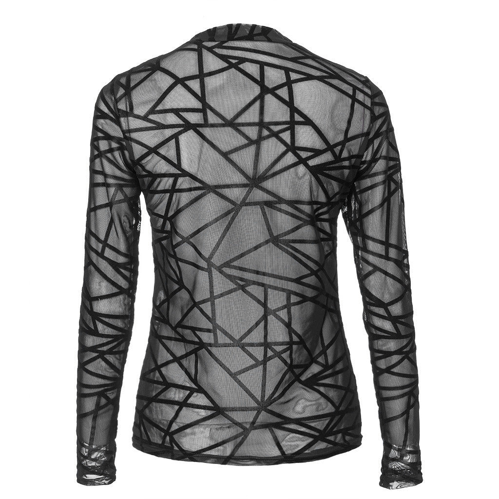 Claire – Elegant Women's Sheer Mesh Blouse with Long Sleeves