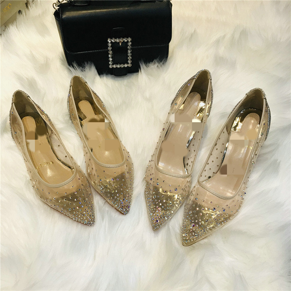 Lucy – Transparent Women's Shoes with Rhinestones and Lace