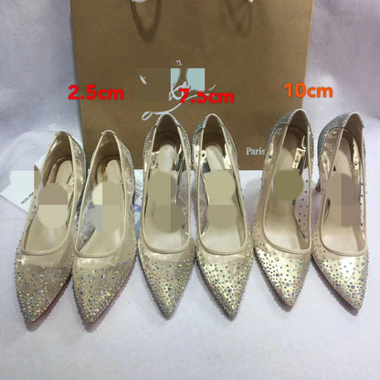 Lucy – Transparent Women's Shoes with Rhinestones and Lace