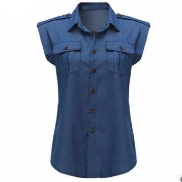 Jessica – Vintage Women's Blouse with Pockets and Buttons