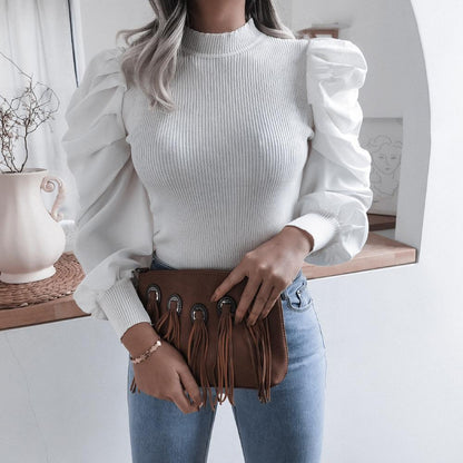 Audrey – Knit Top with Puff Sleeves