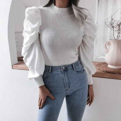 Audrey – Knit Top with Puff Sleeves