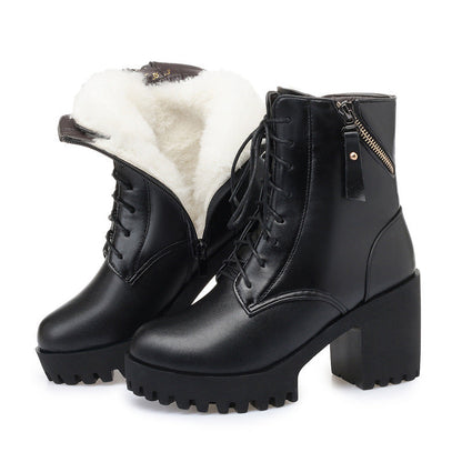 Georgina – High-Heeled Women's Boots with Vegan Leather and Wool Lining