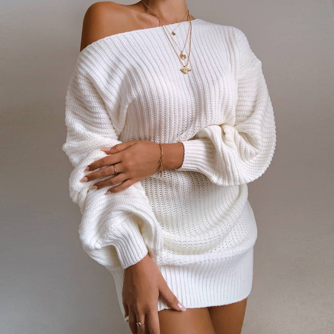 Nicola – Off-Shoulder Knit Dress for Women