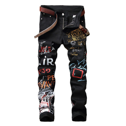 Steve – Slim Fit Jeans with Graffiti Print