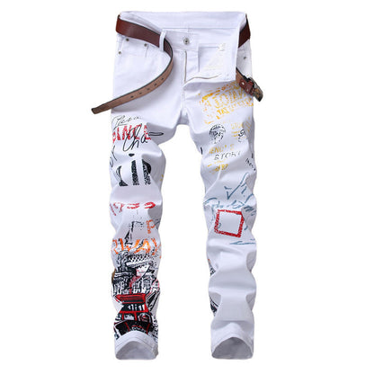 Steve – Slim Fit Jeans with Graffiti Print