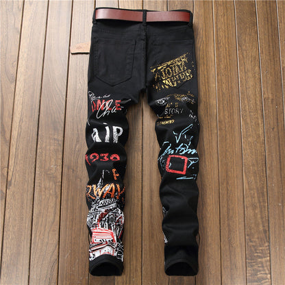 Steve – Slim Fit Jeans with Graffiti Print