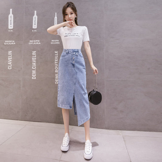 Jessica – Elegant Maxi Skirt with Double Slit in Korean Style