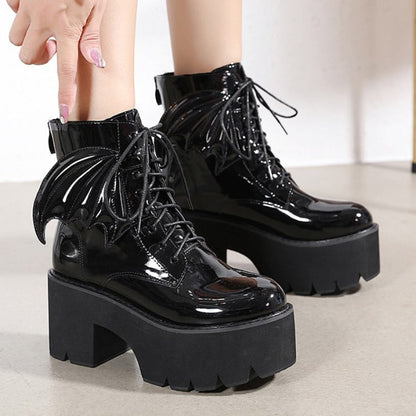 Melanie – Goth Ankle Boots with High Heel in Vegan Leather