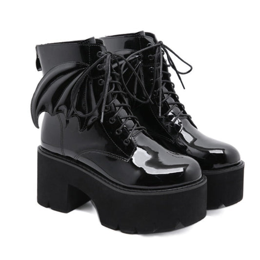 Melanie – Goth Ankle Boots with High Heel in Vegan Leather