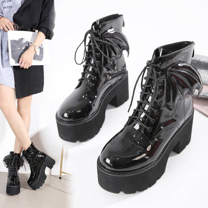 Melanie – Goth Ankle Boots with High Heel in Vegan Leather