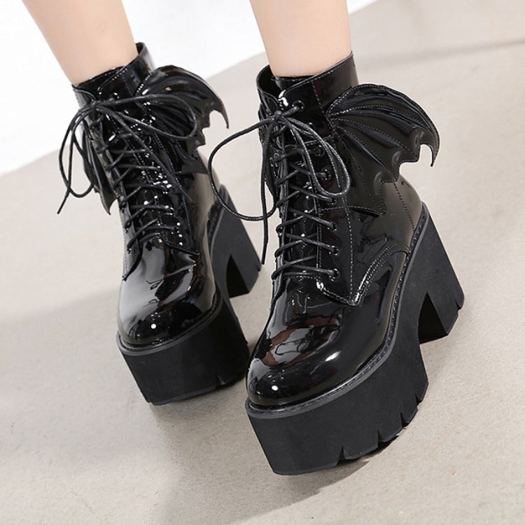 Melanie – Goth Ankle Boots with High Heel in Vegan Leather