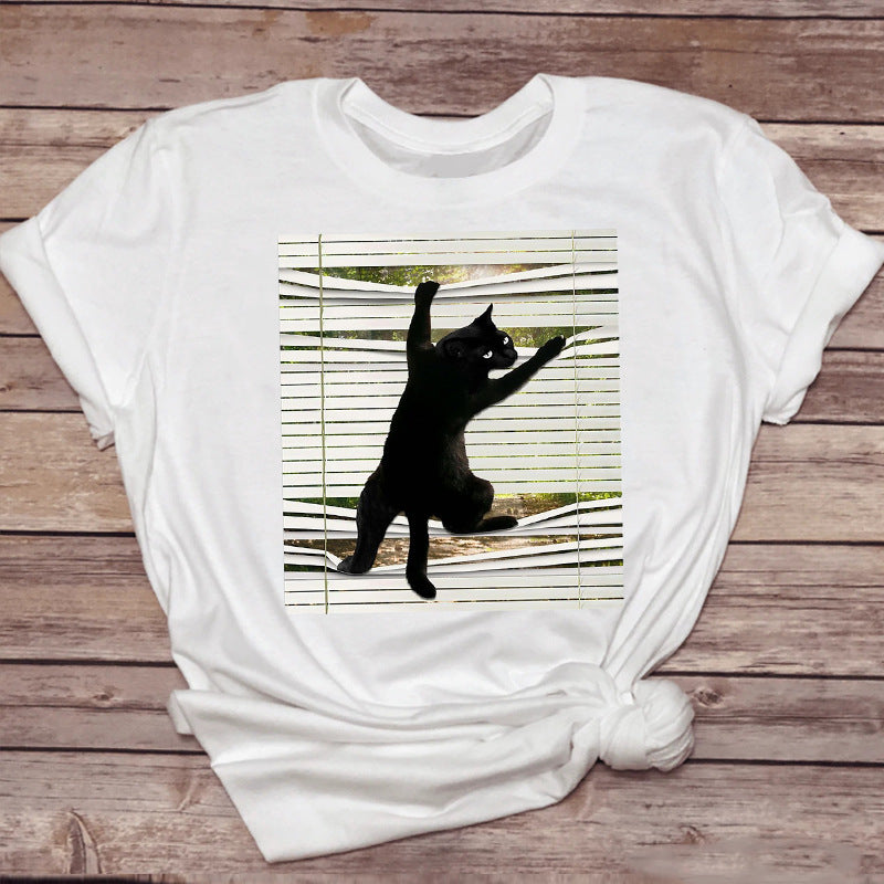 Marion – Fun Cat T-Shirt with Coffee Design